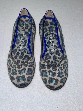 Rothy's Leopard Knit Ballet Flats in Gray and Teal